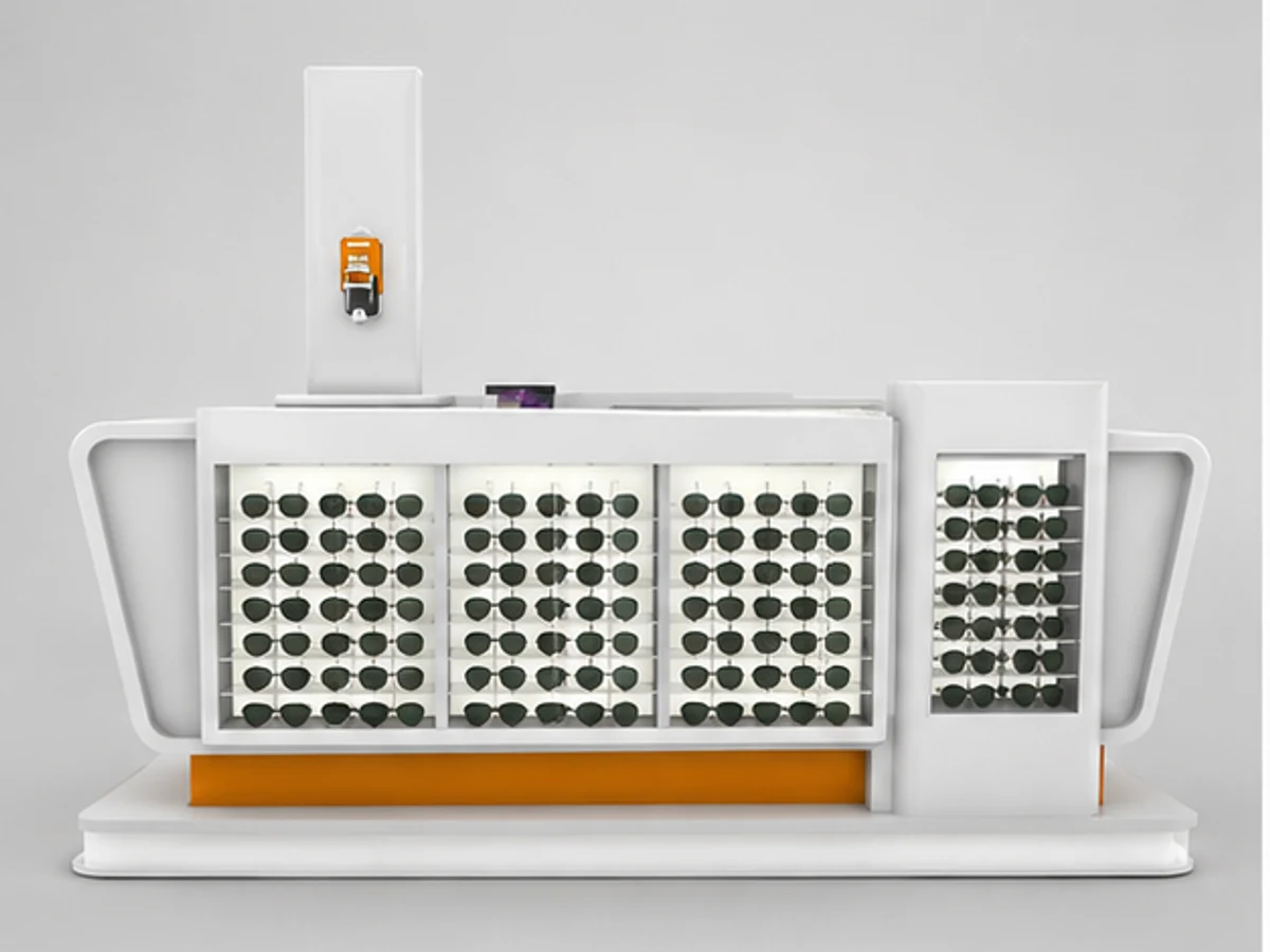 Modern sunglasses display stand glasses display booth share with you mirror and frame browsing area