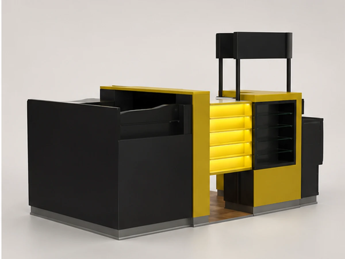 New Style Sunglasses Stand | Unique Mall Commercial kiosk To The UK angled eyewear display view