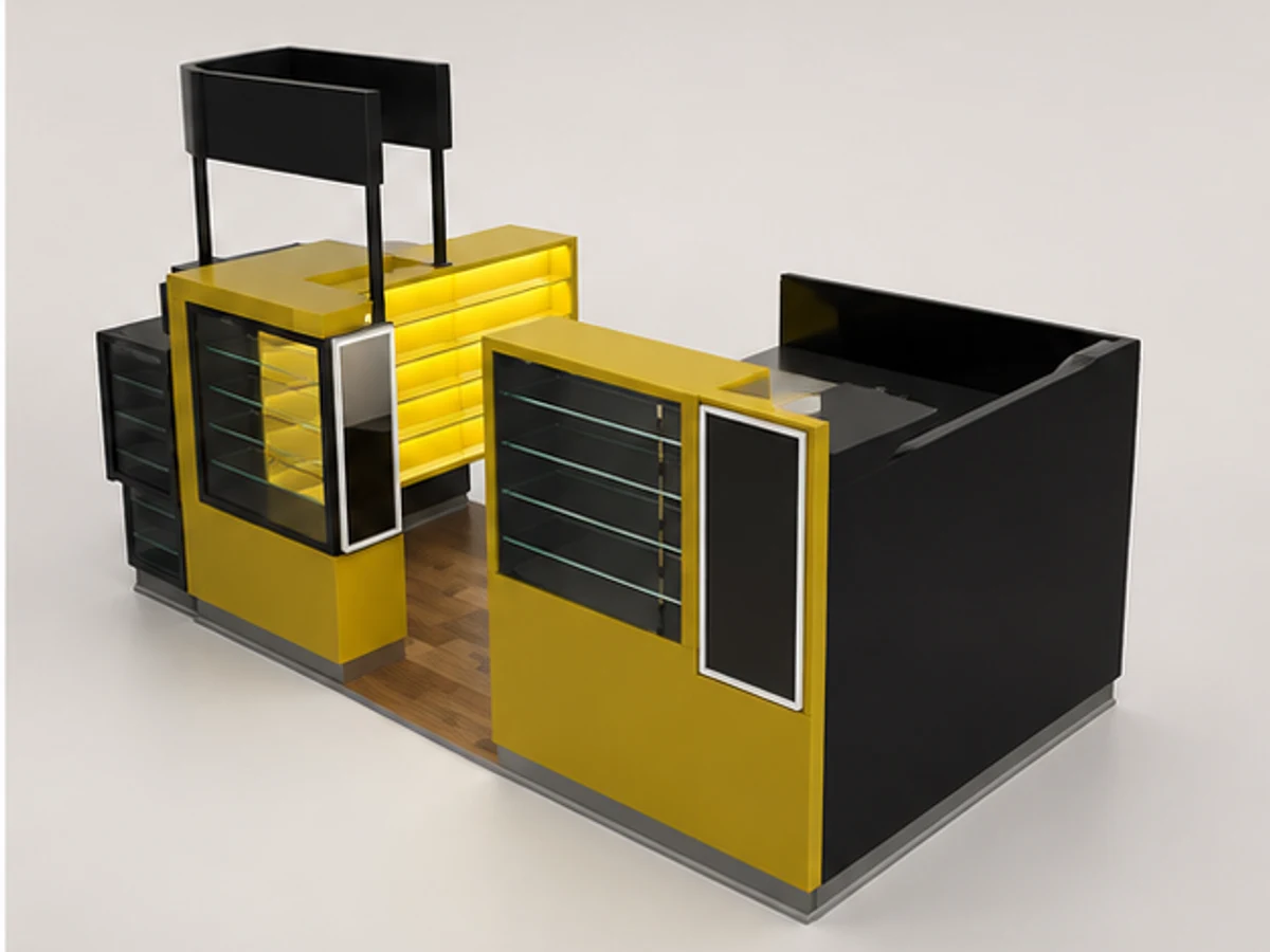 New Style Sunglasses Stand | Unique Mall Commercial kiosk To The UK staff storage and display detail