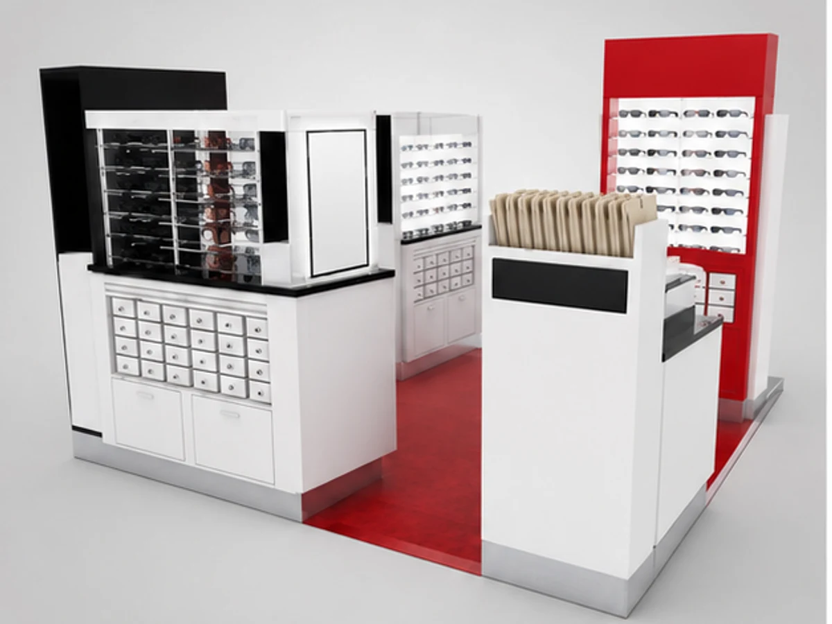 NYS Sunglass Kiosk Design Sunglasses Retail Shop Stands In Mall main mall-facing view