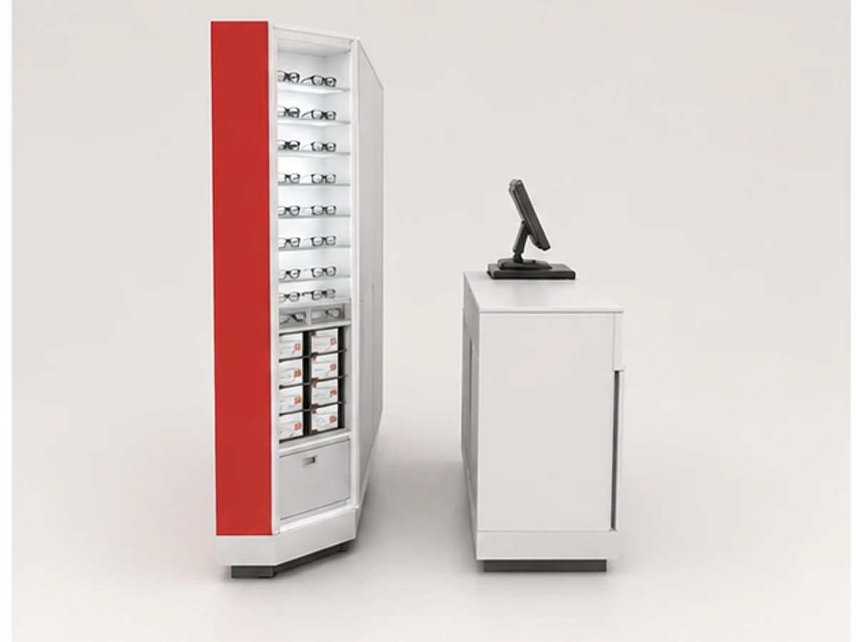 Retail Small Sunglasses Display Kiosk Mini Mall Eyeglasses Display Cabinet mirror and frame browsing area
