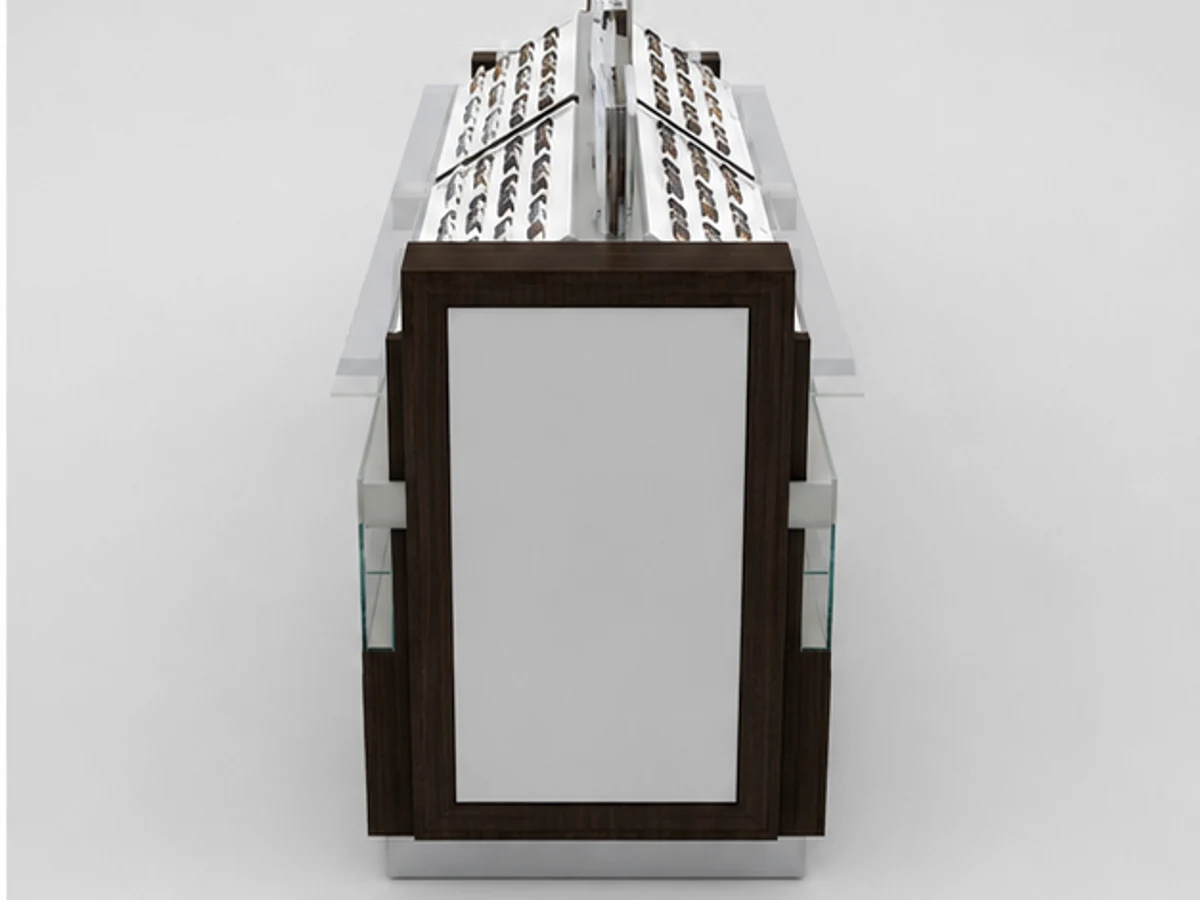 Shopping Mall Indoor Sunglasses Kiosk Design Factory Price Kiosk For Sale staff storage and display detail