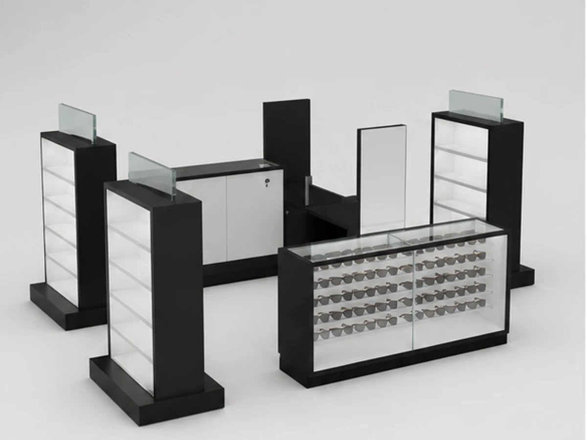 Shopping mall sunglasses display cabinet |eyeglasses independent stand main mall-facing view