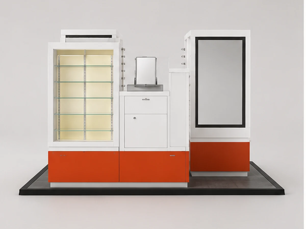 Simple Shopping Mall Sunglasses Display Kiosk Eyewear Display Showcase mirror and frame browsing area