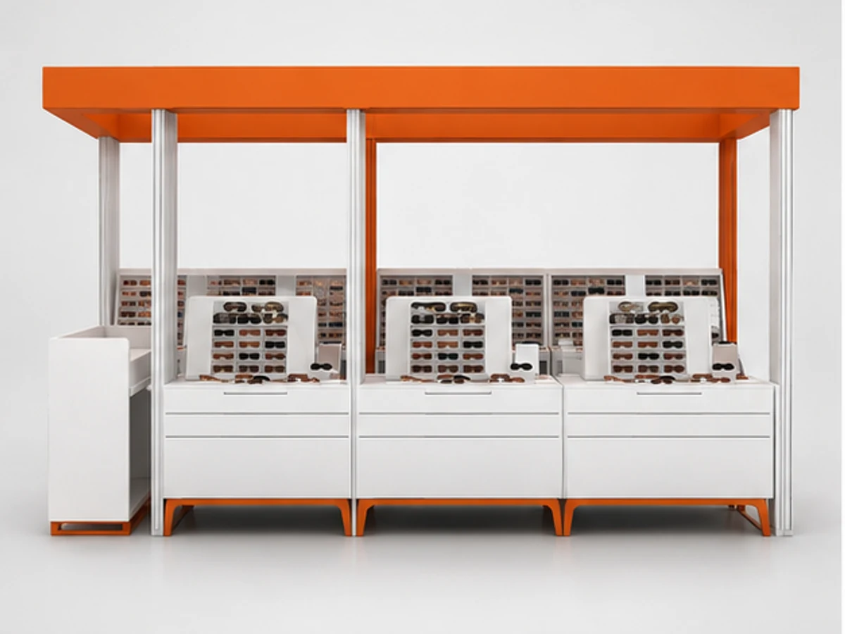 Sunglass Booth | mall used sunglass retail stands and mini stall for sale mirror and frame browsing area