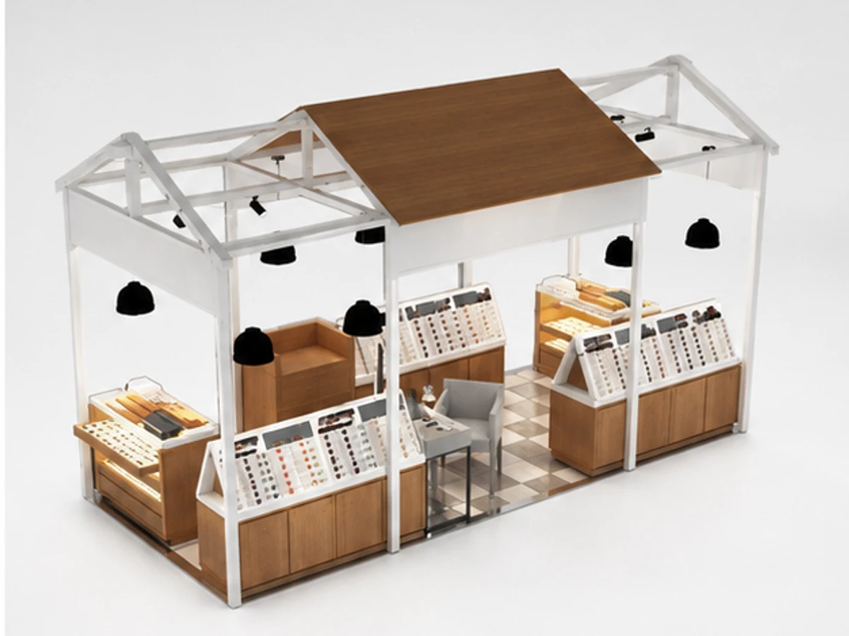 Sunglass Display Counter Retail Optical Showcase For Sale angled eyewear display view