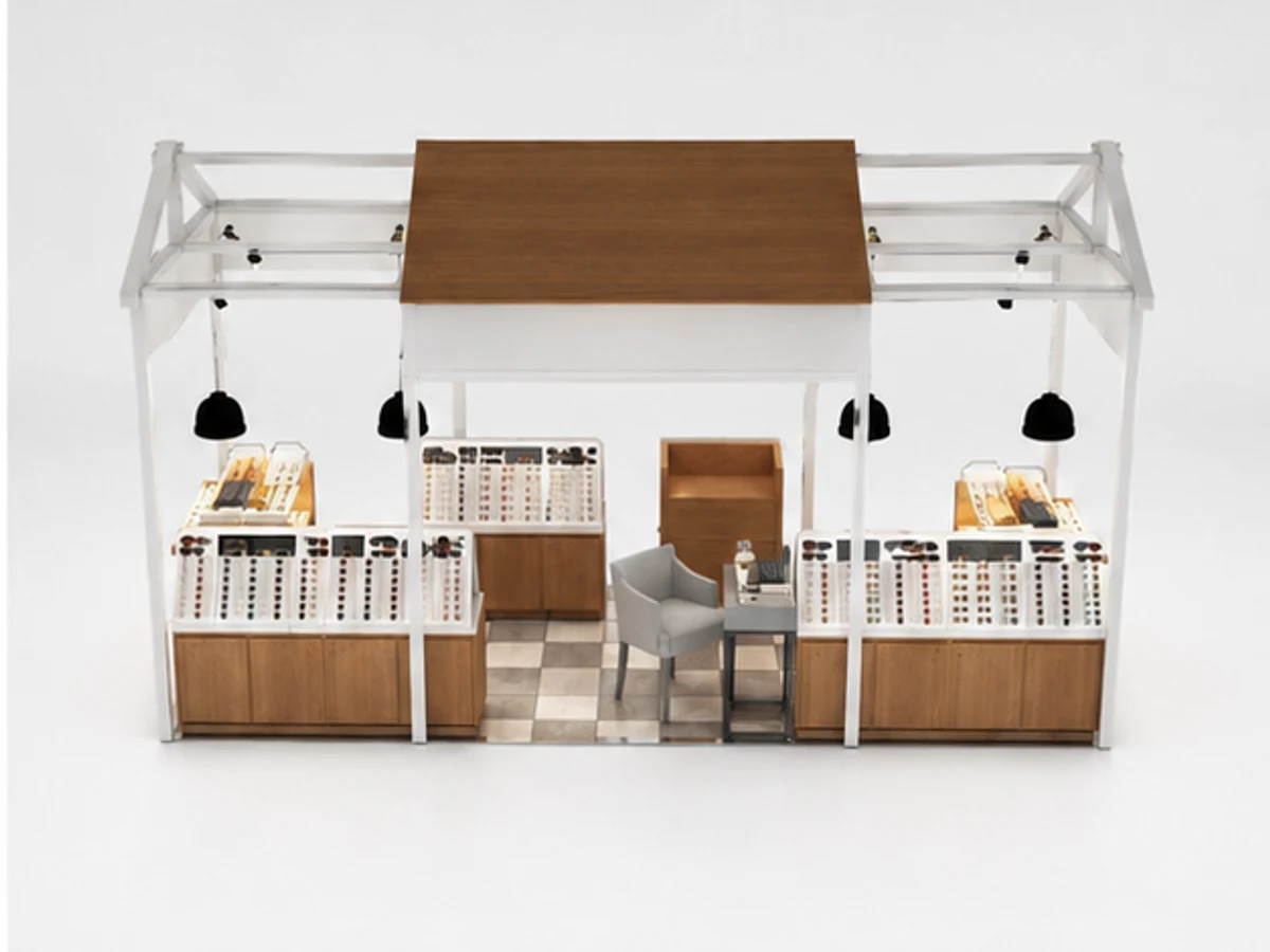 Sunglass Display Counter Retail Optical Showcase For Sale staff storage and display detail