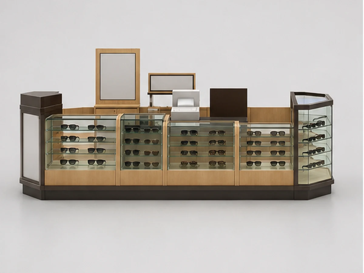 Sunglasses Kiosk & Unique Display Counter for Glass Showcase in Retail Store for Sale mirror and frame browsing area