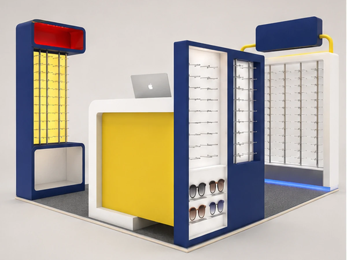 Wholesale Glasses Kiosk Mall Display Fixtures Glasses Display Stand for Sale main mall-facing view