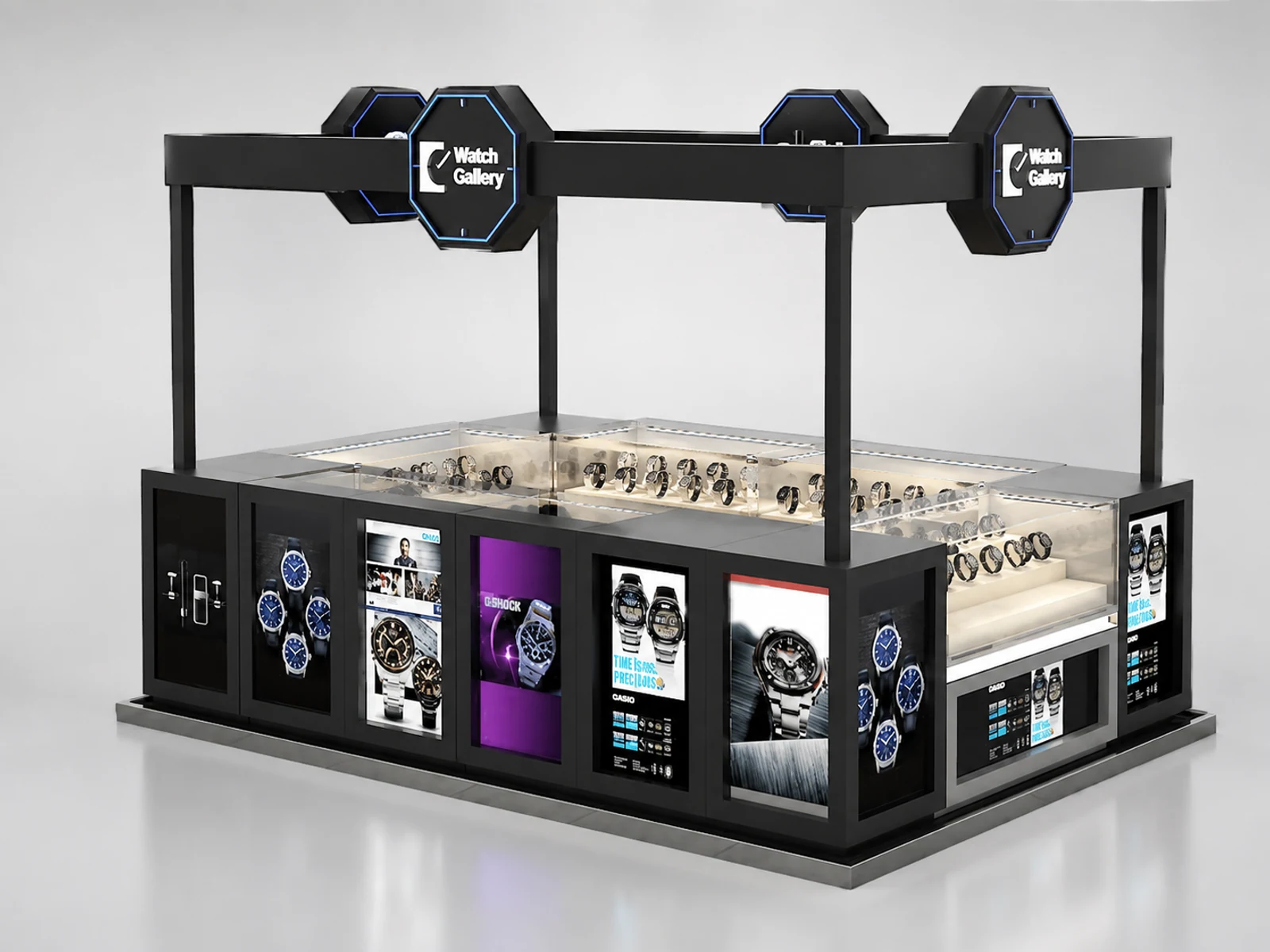 4m by 3m watch display booth jewelry display showcase with watch display cabinet used in mall main shopping mall view