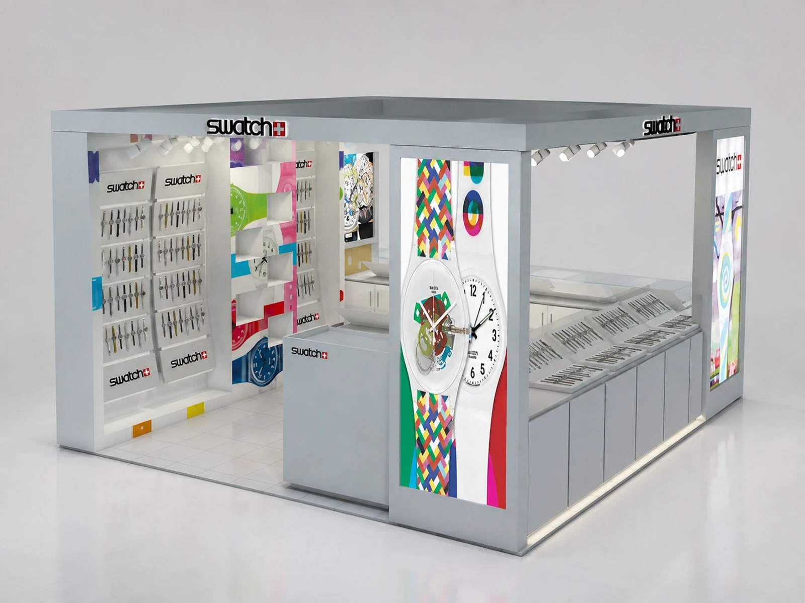 4m by 3m watch display booth watch display counter with cabinet for sale illuminated glass watch showcase detail