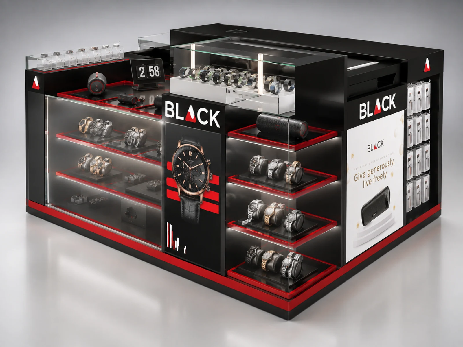 Custom High Quality Eye-catching Watch Kiosk on Mall for Sale main shopping mall view