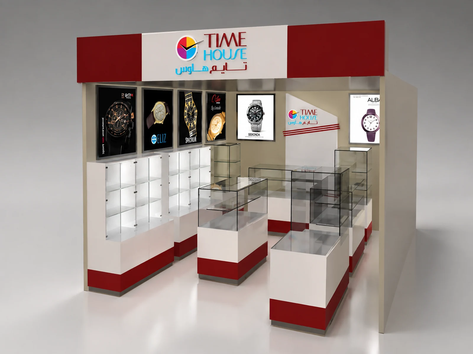 6*3m Customized Watch Shop In Mall W/ Glass Showcase & Display Counter illuminated glass watch showcase detail