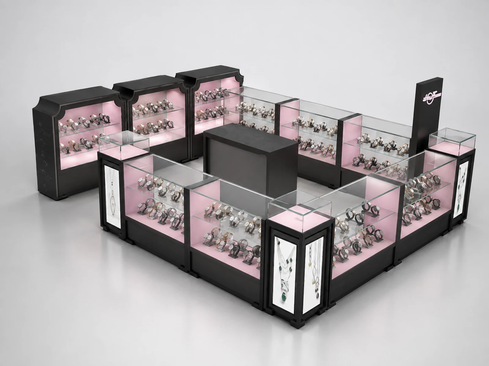 Elegant watch display showcase jewelry shop design used in mall for sale main shopping mall view