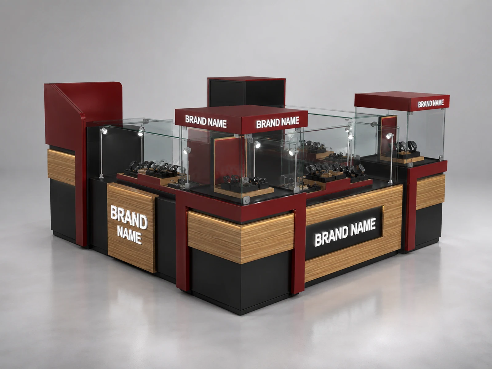 High End Watch Kiosk Retail Fashion Watch Counter For Sale main shopping mall view