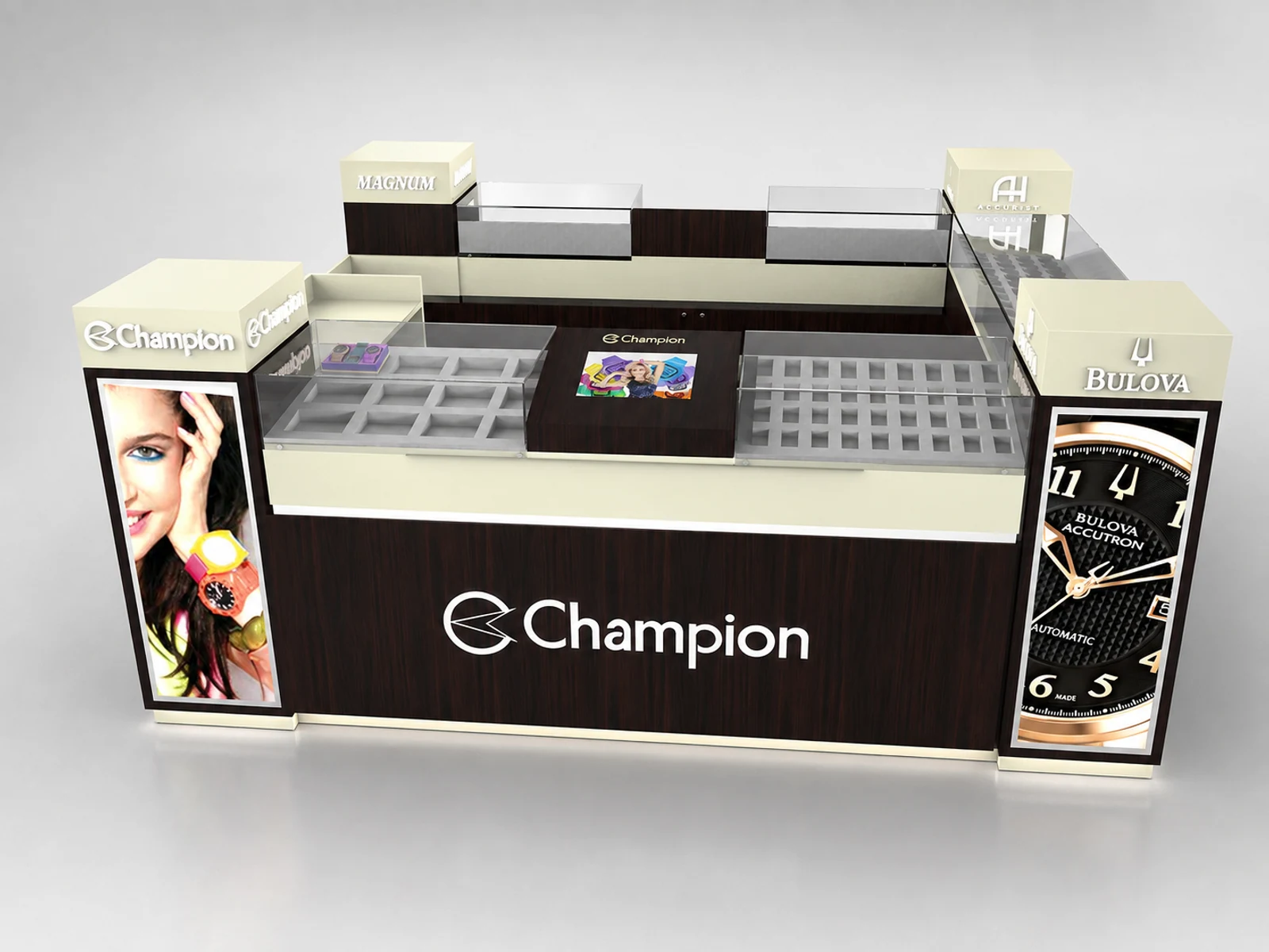 High-End Watch Kiosk Shopping Mall Custom Watch Counter main shopping mall view