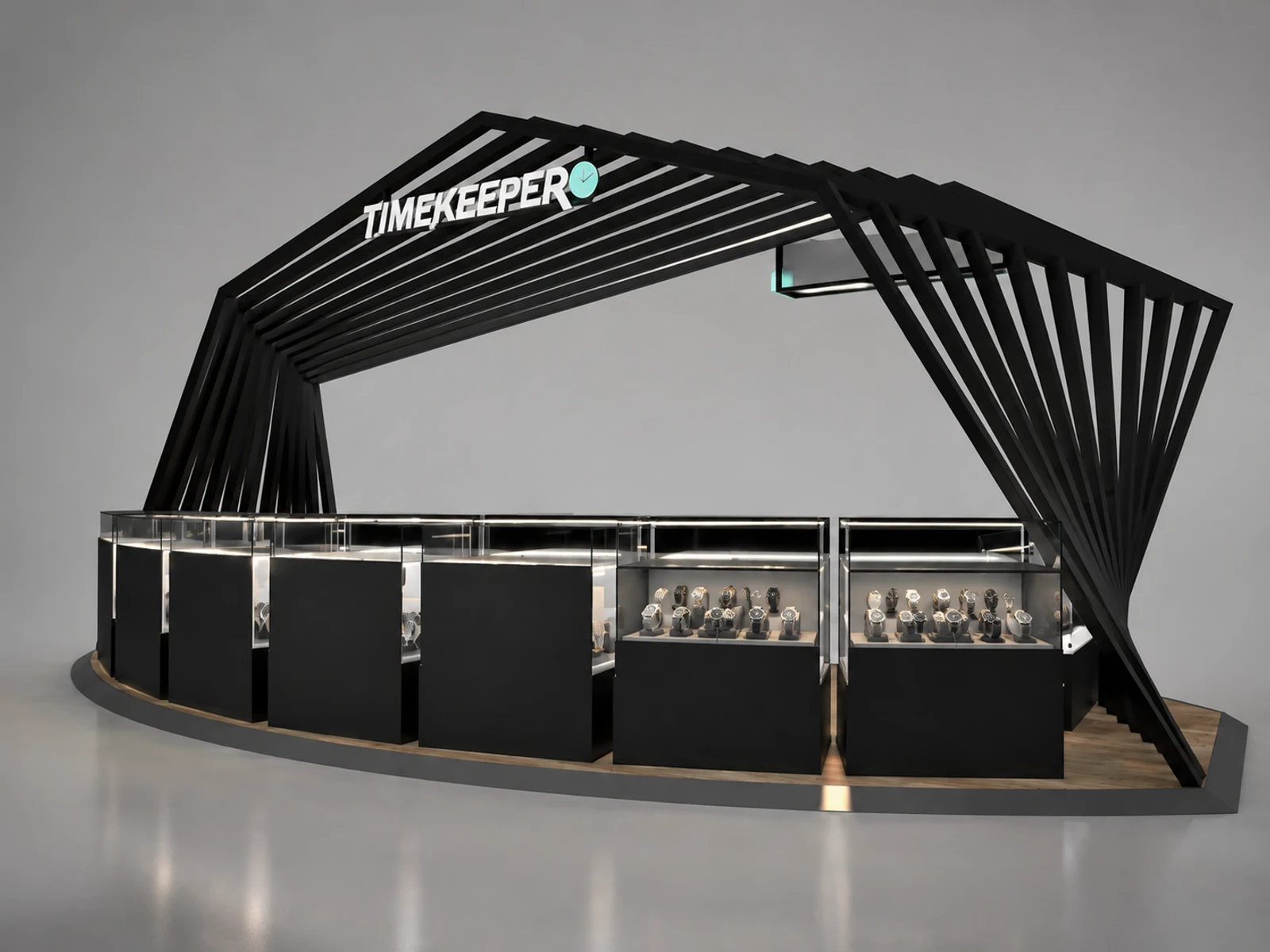 High-end Watch Kiosk Watch Display Counter with Professional 3D Design main shopping mall view