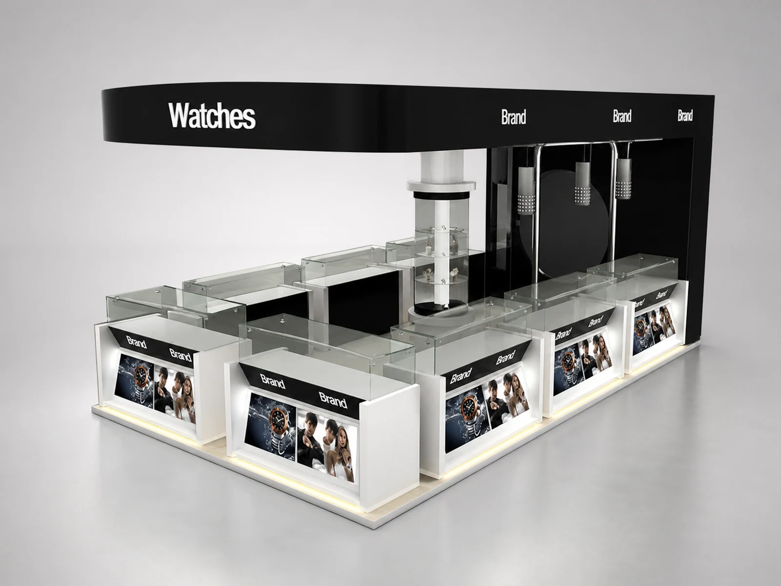 Luxurious watch display stand | glass showcase for watch illuminated glass watch showcase detail