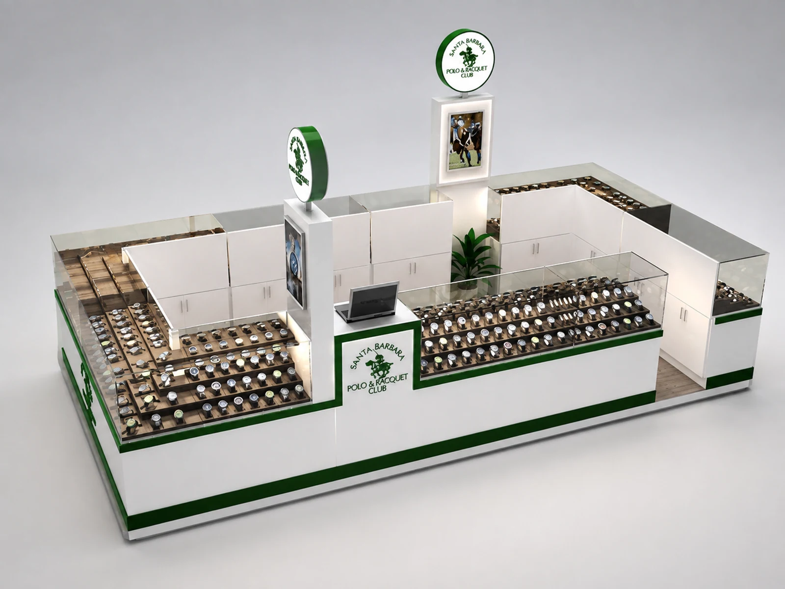 Most functional watch display kiosk wooden watch display cabinet with jewelry display case supplier opposite angle and kiosk depth