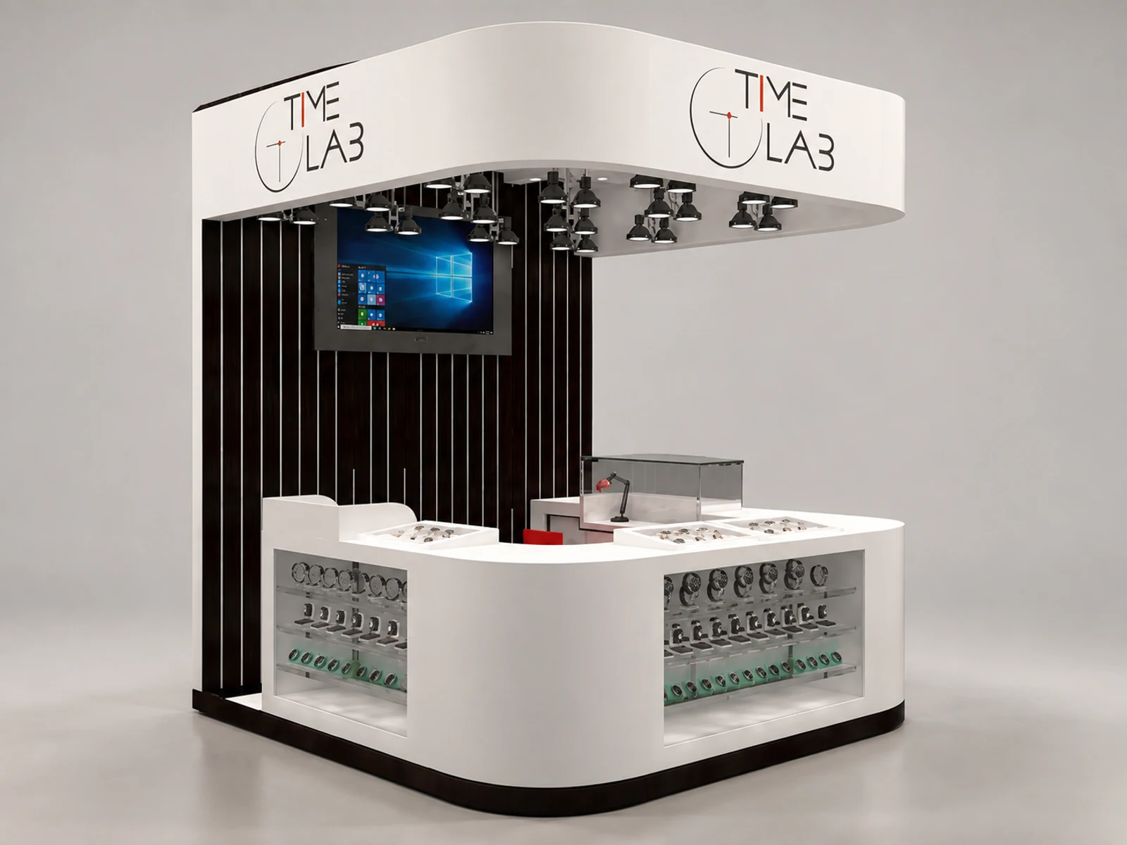 USA popular watch display booth design jewelry display counter used in mall main shopping mall view