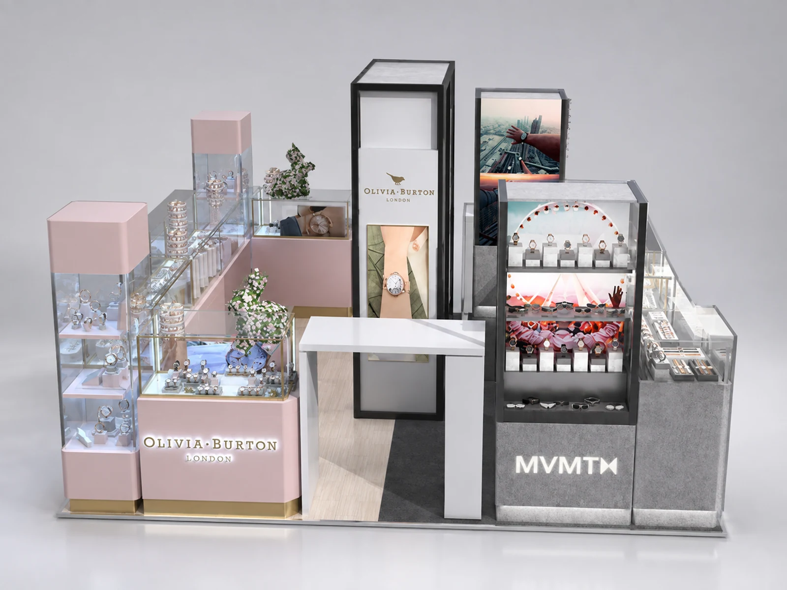 Watch Display Cabinet Exquisite Watch Counter Design Mall Watch Kiosk main shopping mall view
