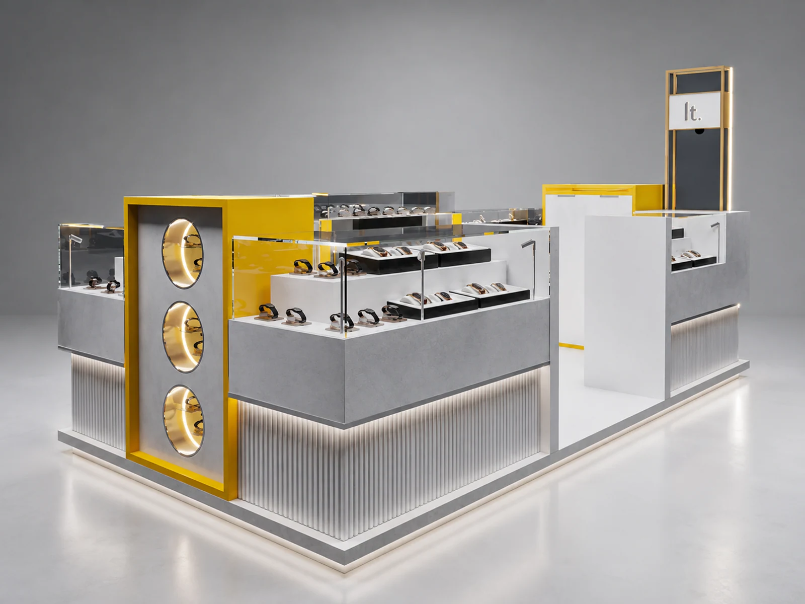 Watch Display Kiosk Mall Modern Watch Bar Counter Fashion Watch Booth main shopping mall view