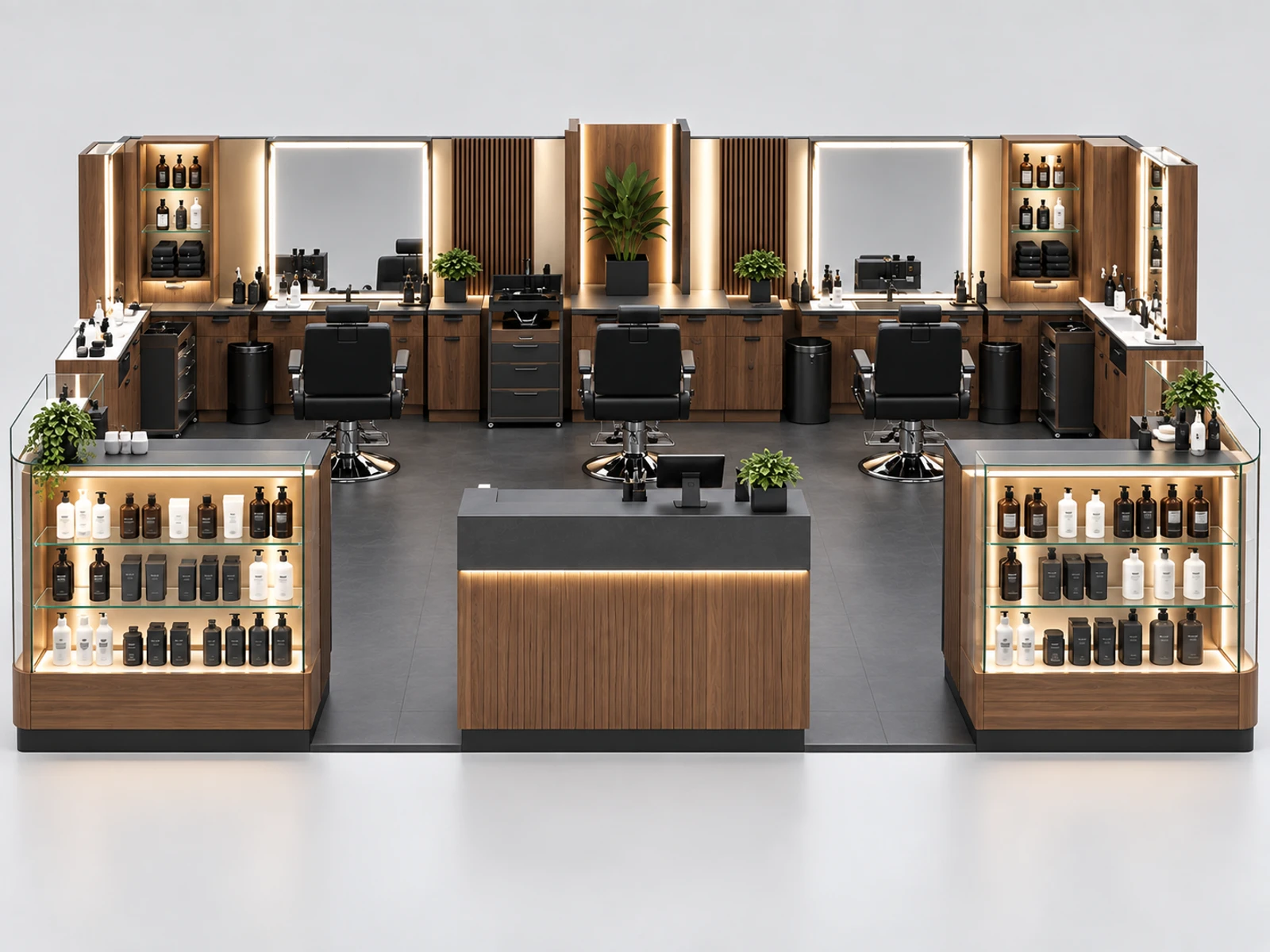 Executive Grooming Kiosk with Consultation and Retail Display customer-facing service and display detail