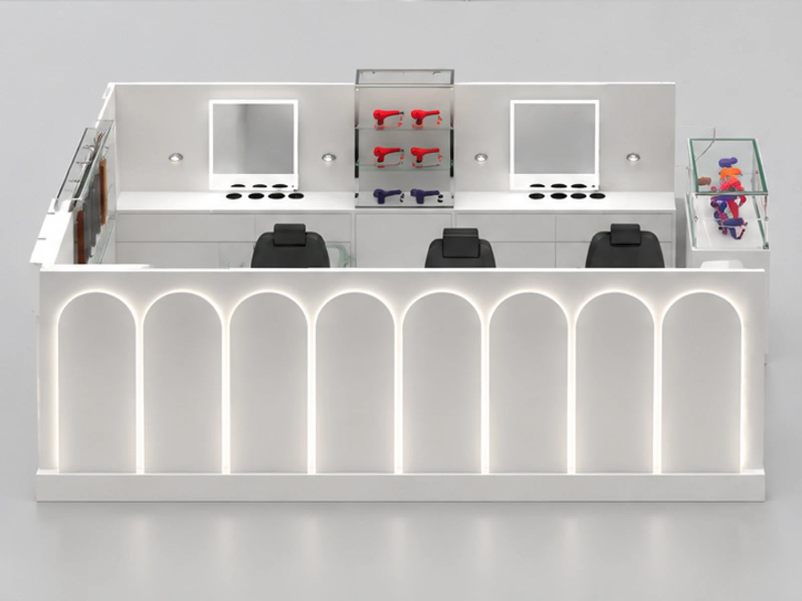 Factory wholesale hair beauty salon kiosk in mall barber chairs barber furniture for sales customer-facing service and display view