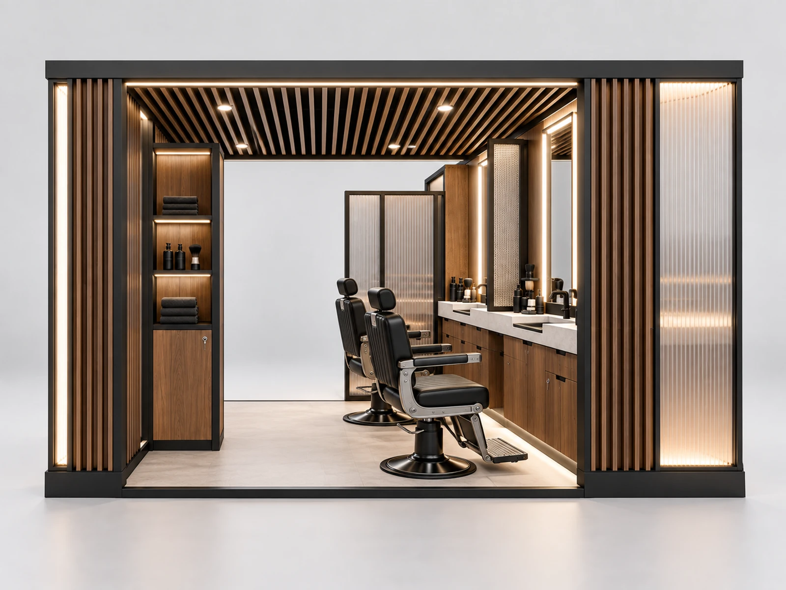 Luxury Grooming Kiosk with Private Service Screen customer-facing service and display detail