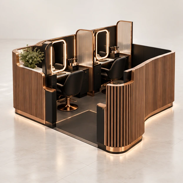 Accessible Brow Threading Kiosk with Clear Entry and Turning Space main three-quarter product rendering
