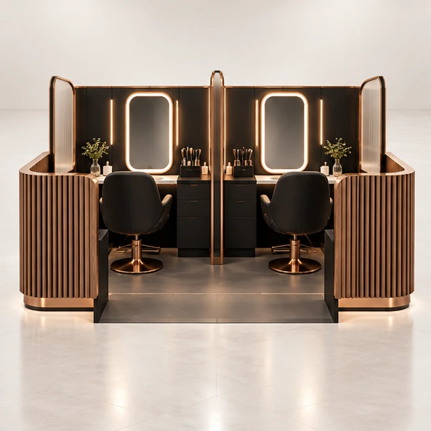 Accessible Brow Threading Kiosk with Clear Entry and Turning Space customer-facing service and display view