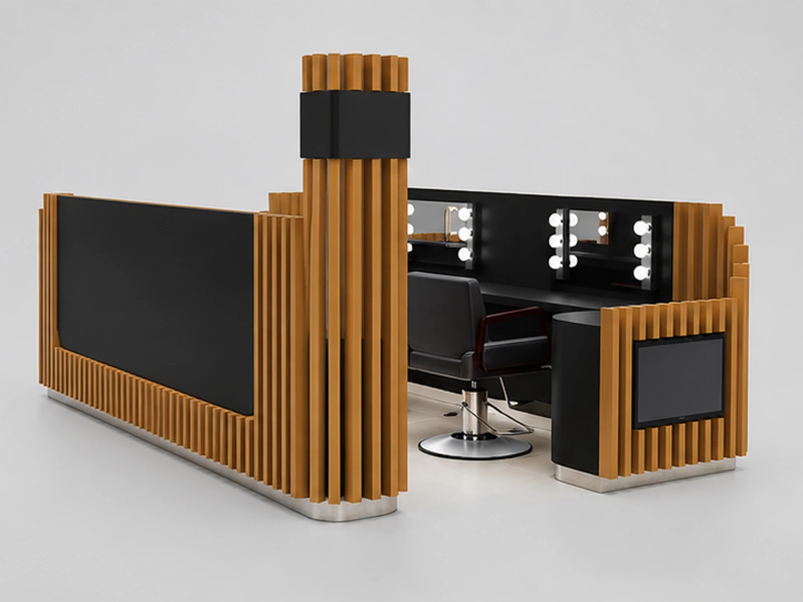 AUS Eyebrow Threading Kiosk for Beauty Eyelash Booth in Retail Store for Sale opposite angle and overall footprint