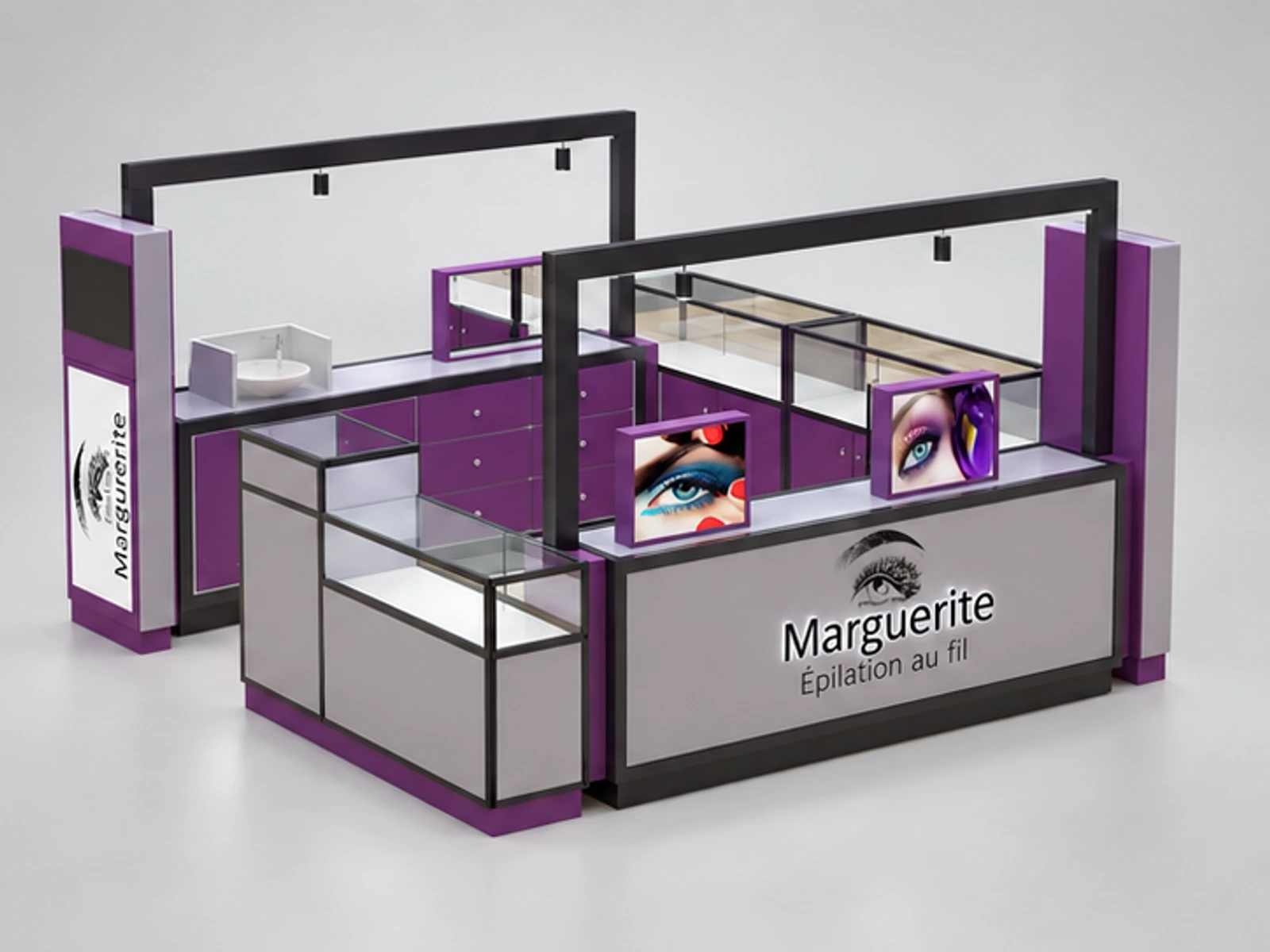 Canada Eyebrow Threading Shopping Mall Kiosk Elegant Kiosk Design main three-quarter view