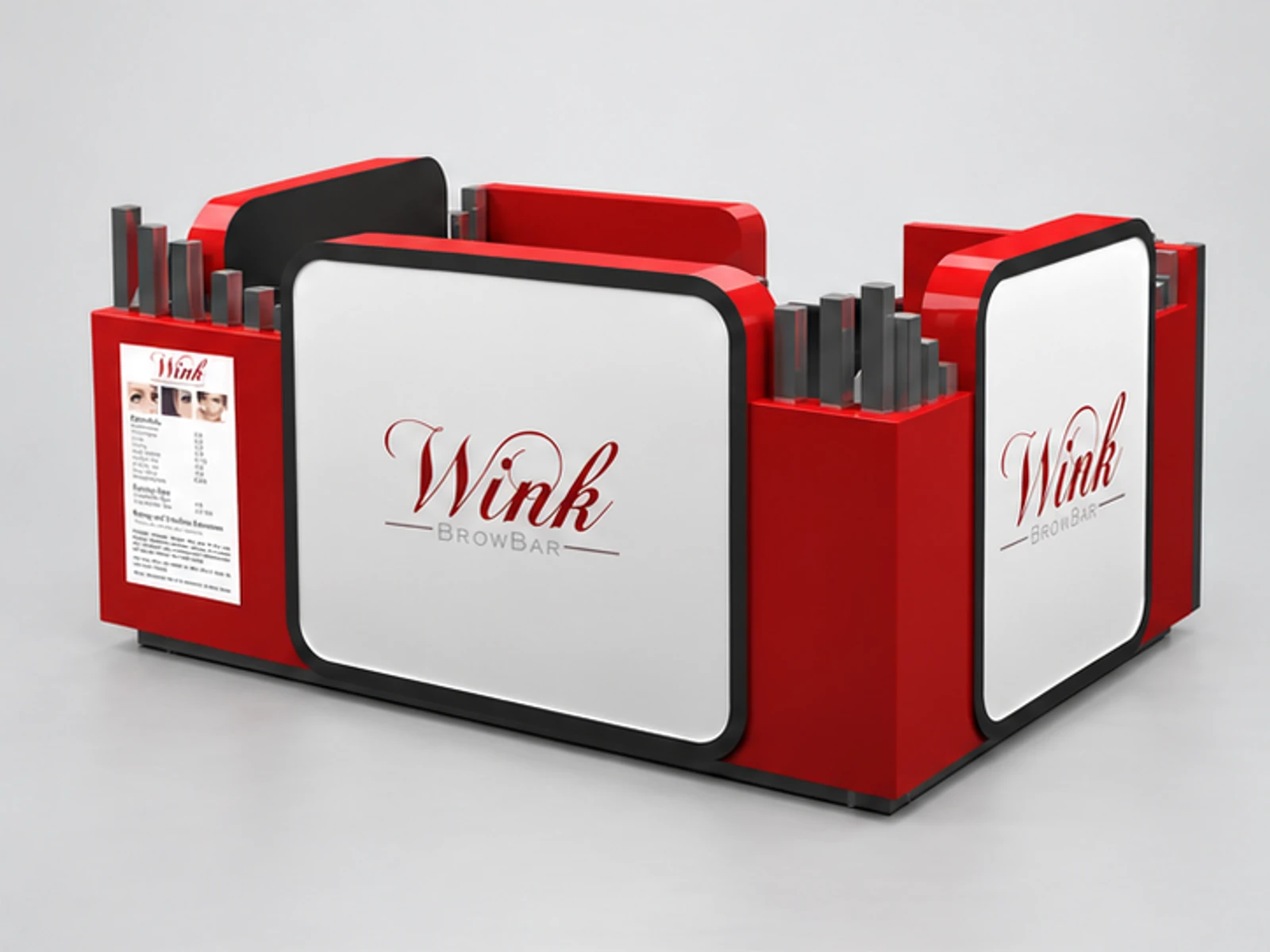Customized Mall Kiosk & Eyebrow Threading Service Counter | Portable Eyelash Station for Sale opposite angle and overall footprint
