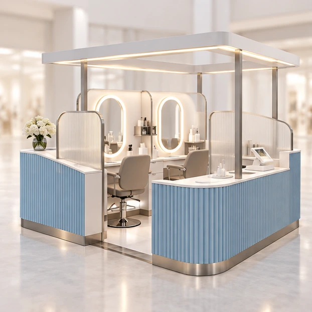 Express Eyebrow Threading Kiosk with Sanitation and Checkout main three-quarter product rendering