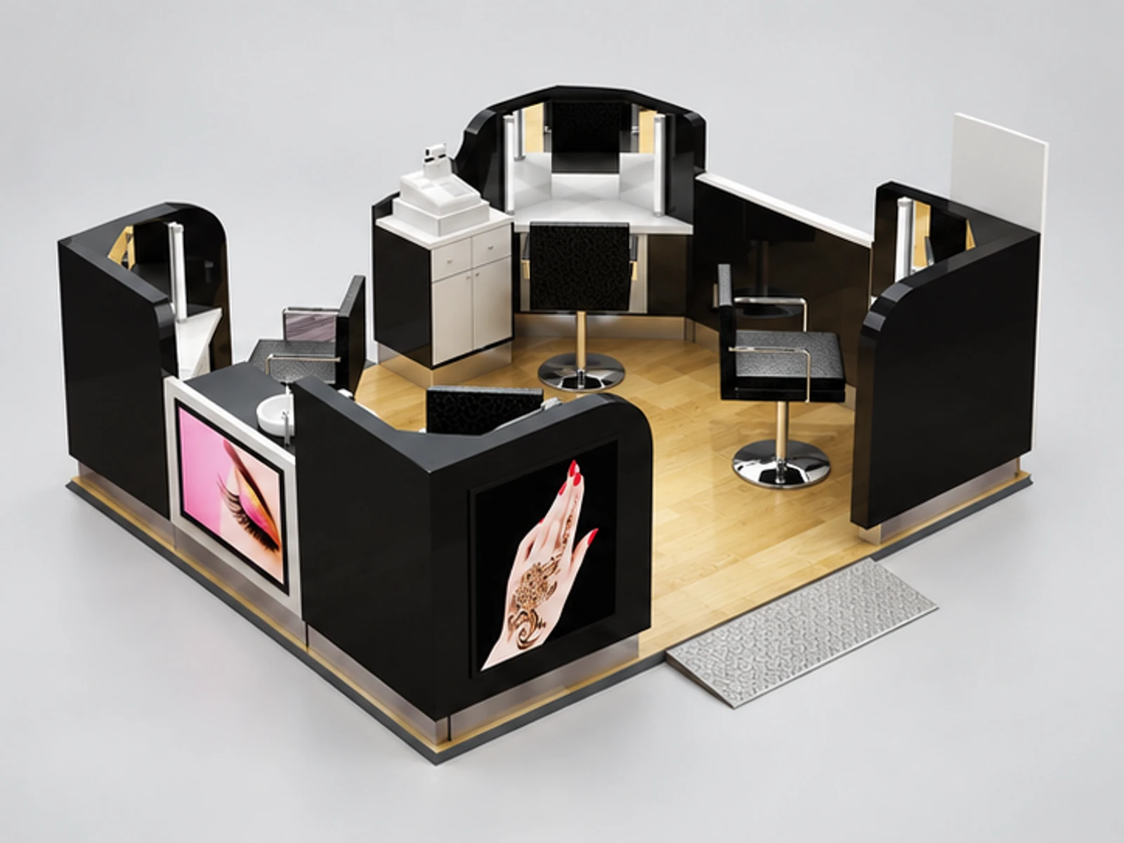 Eyebrow Threading Kiosk & Eyelash Kiosk with Professional Design for Sale main three-quarter view