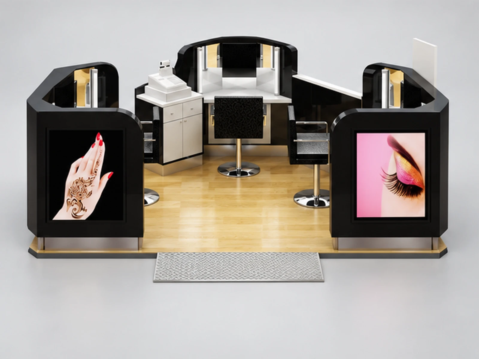 Eyebrow Threading Kiosk & Eyelash Kiosk with Professional Design for Sale customer-facing service and display view