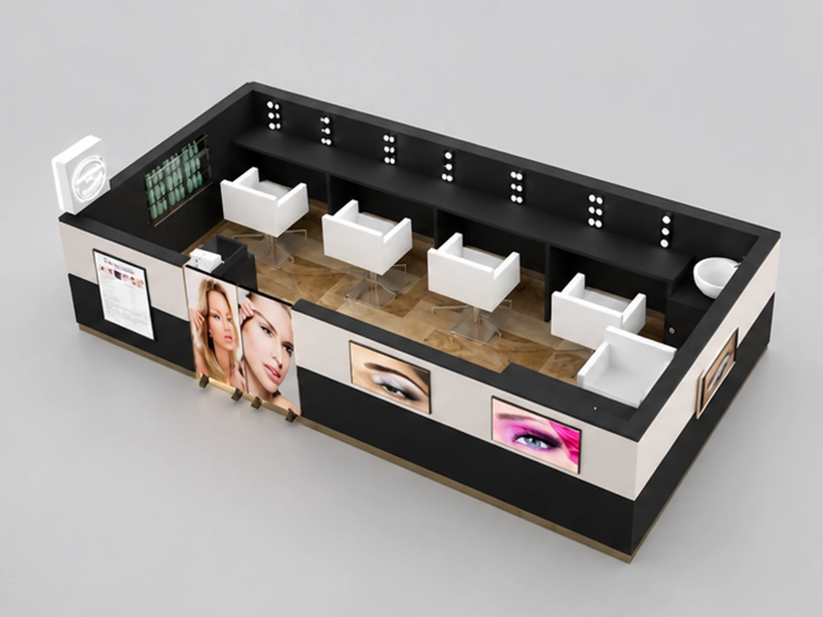 Hot Selling Eyebrow Threading Kiosk & Beauty Eyelash Booth for Salon Kiosk in Retail Store main three-quarter view
