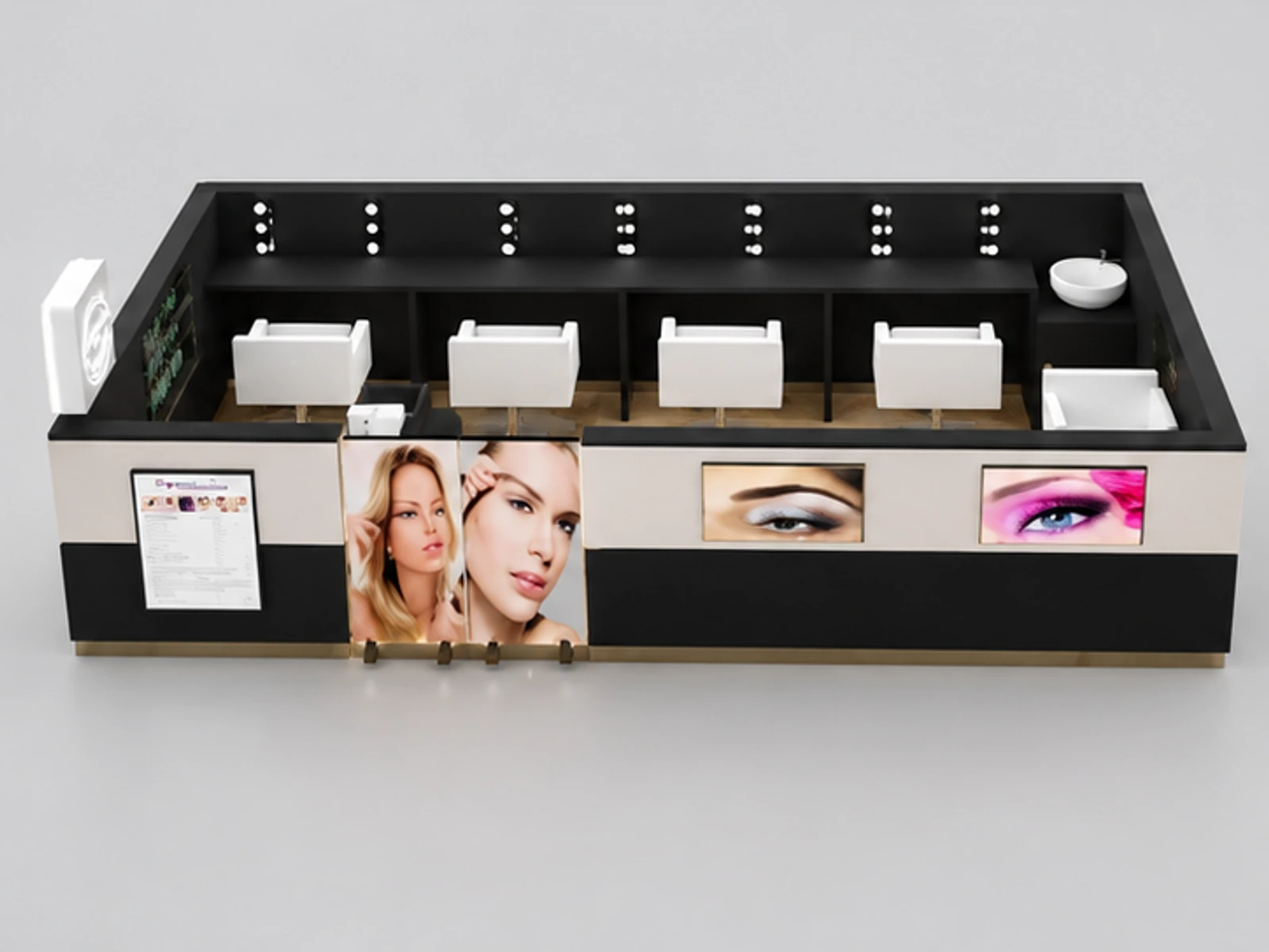 Hot Selling Eyebrow Threading Kiosk & Beauty Eyelash Booth for Salon Kiosk in Retail Store customer-facing service and display view