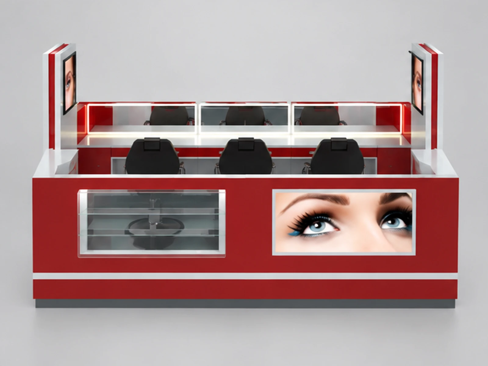 New York Eyebrow Kiosk & Beauty Eyelash Booth in Retail Store for Sale customer-facing service and display view