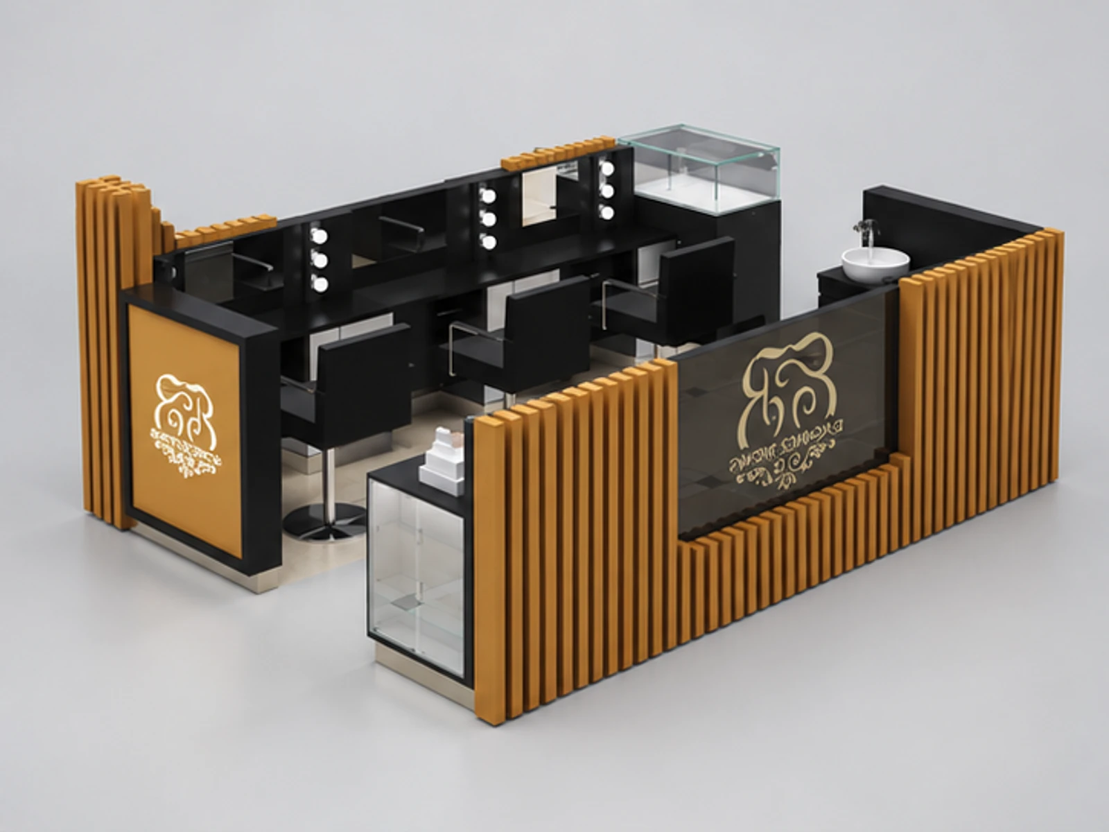 Wood Timber Solid Bolck Deisgn Mall Eyebrow Threading Kiosk To Australia main three-quarter view
