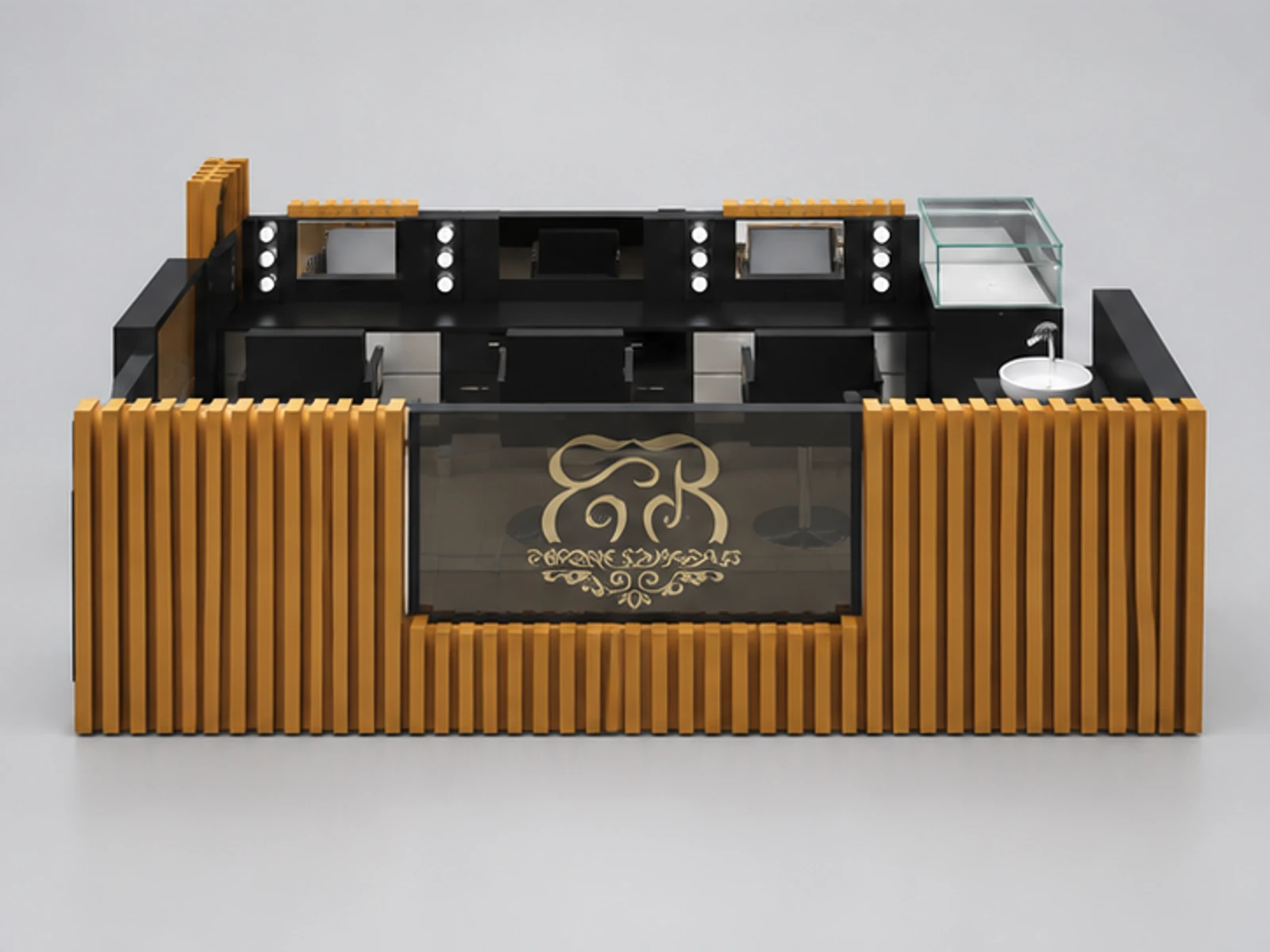 Wood Timber Solid Bolck Deisgn Mall Eyebrow Threading Kiosk To Australia customer-facing service and display view