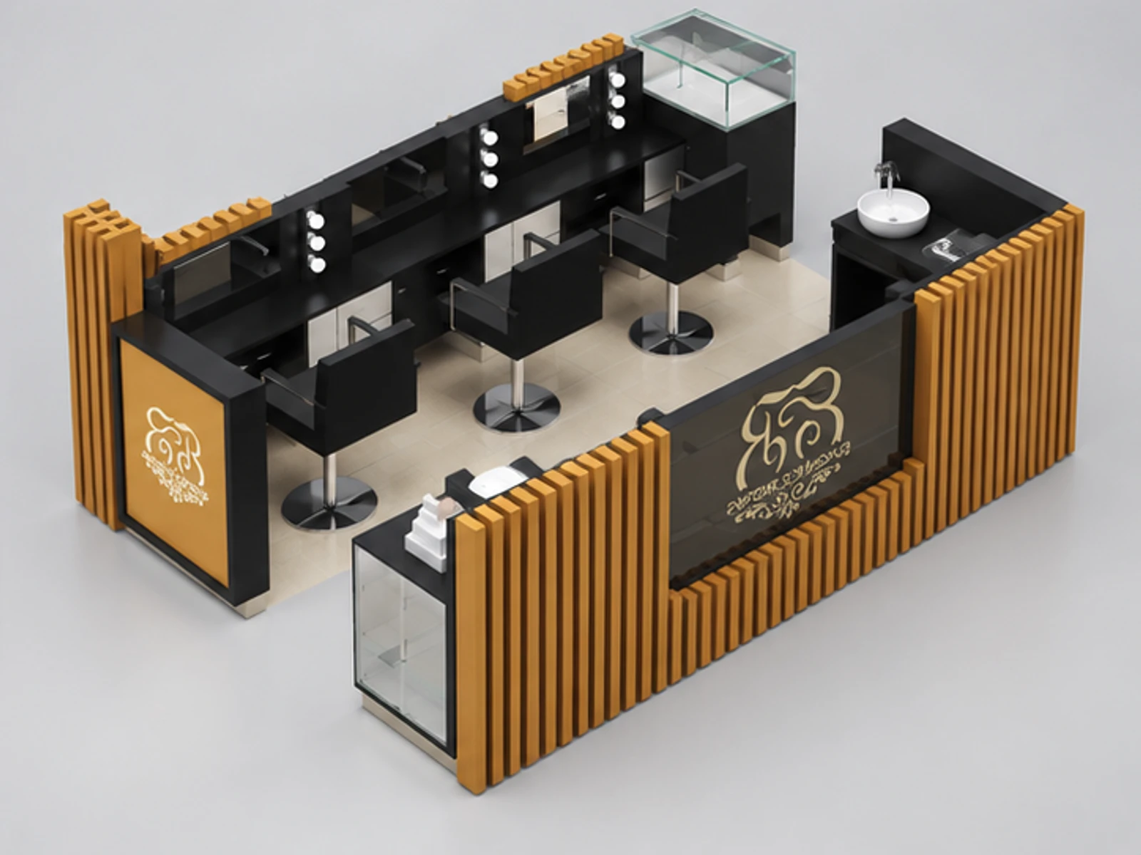Wood Timber Solid Bolck Deisgn Mall Eyebrow Threading Kiosk To Australia staff-side equipment and storage view