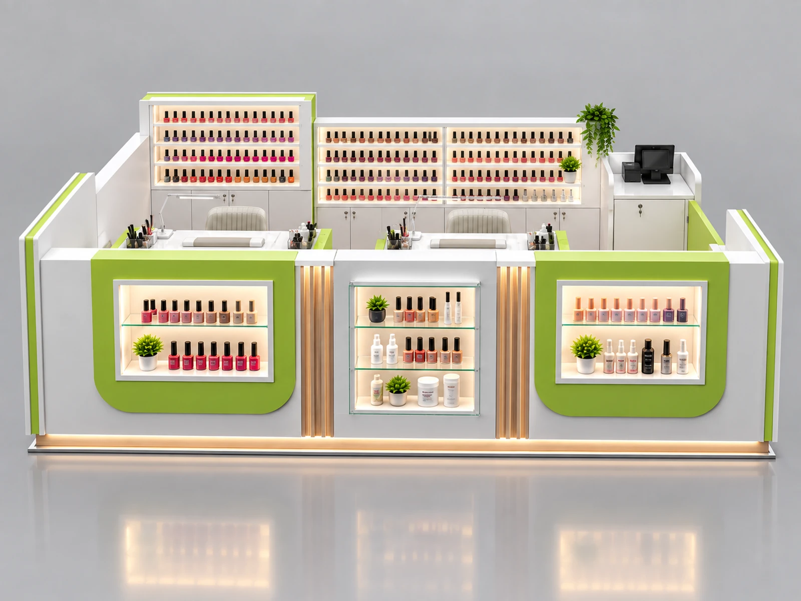 Express Nail Kiosk with Fast Service Counter customer-facing service and display detail