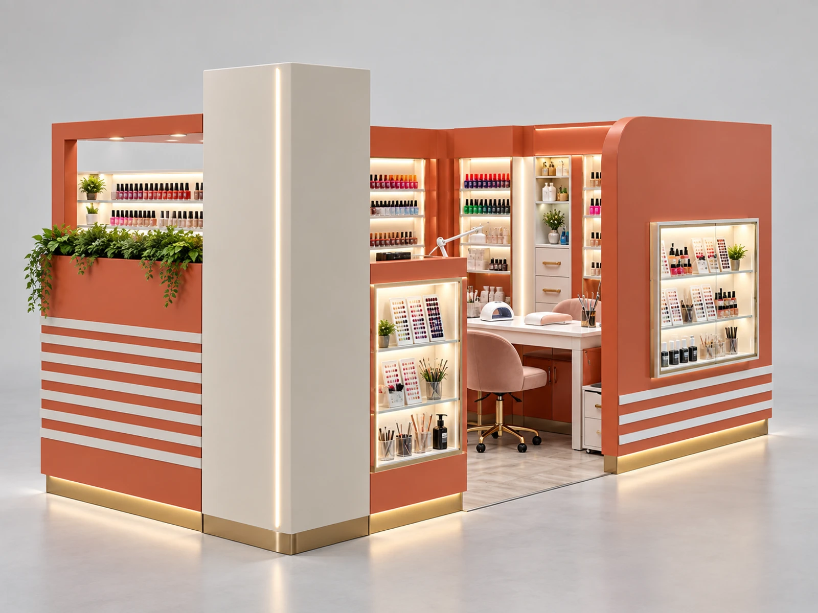 Nail Art Kiosk with Sample and Color Display main three-quarter product view