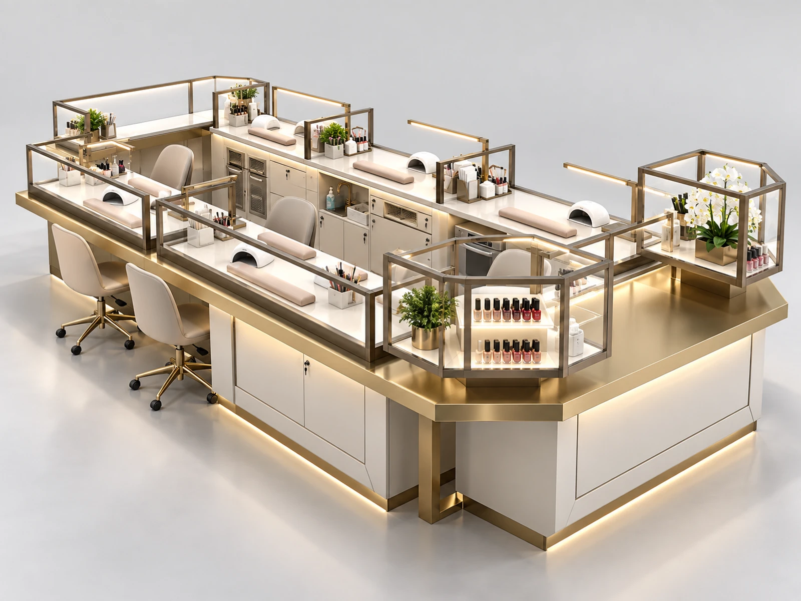 Turnkey Mall Nail Kiosk with Utilities and Ventilation Planning main three-quarter product view