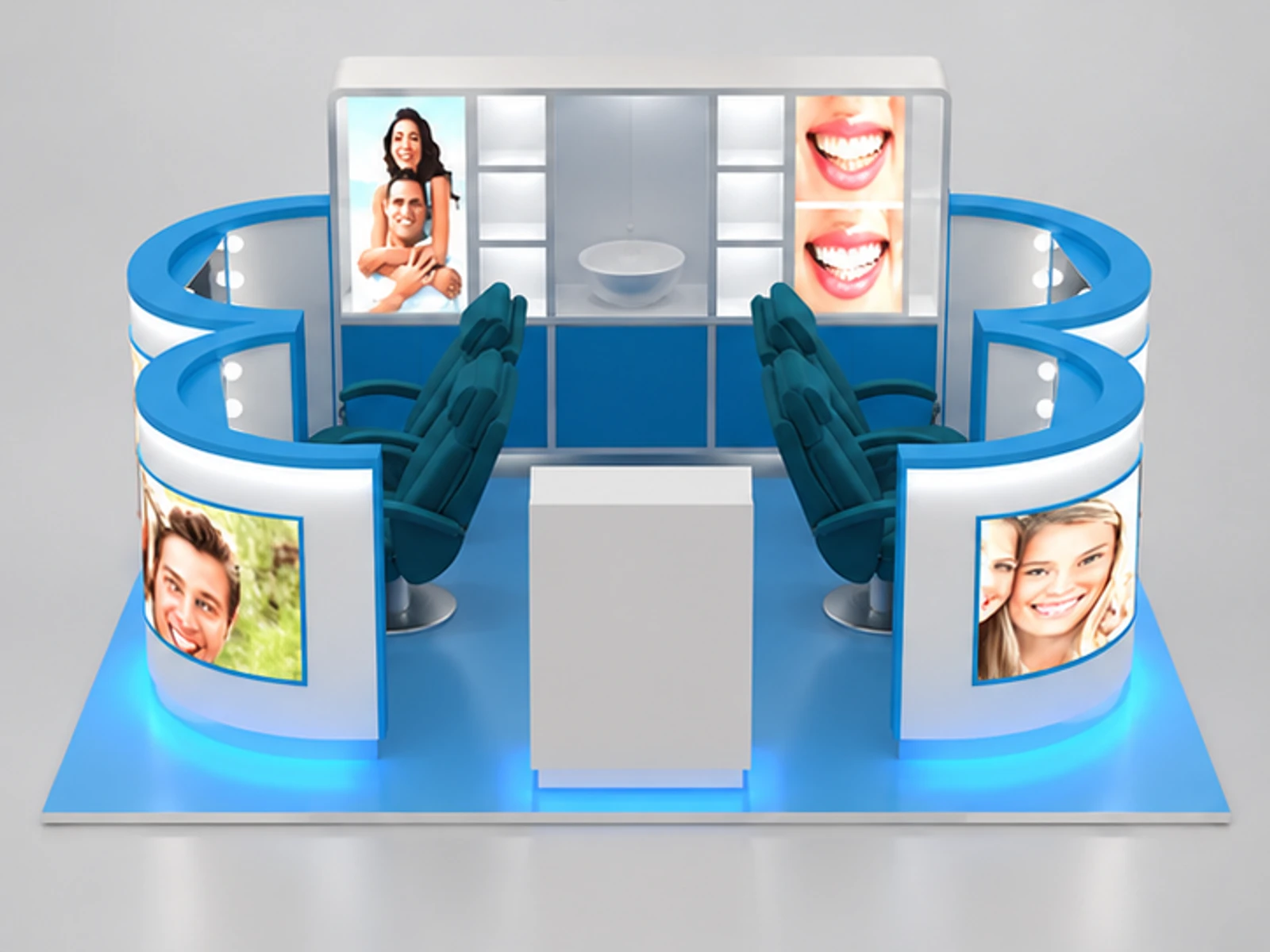 4m by 3m creative teeth whitening kiosk design Dental beauty booth with factory price customer-facing service and display view