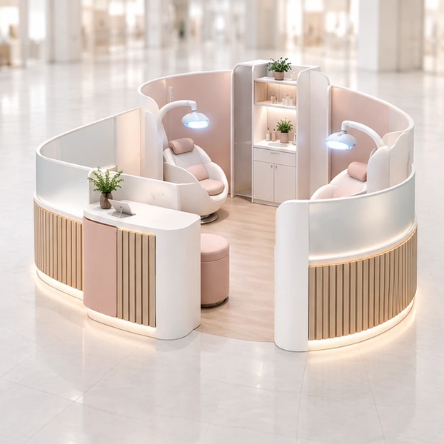 Accessible Teeth Whitening Kiosk with Wide Entry and Clear Turning Area main three-quarter product rendering