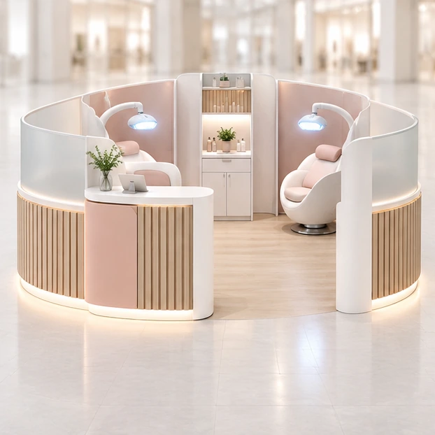 Accessible Teeth Whitening Kiosk with Wide Entry and Clear Turning Area customer-facing service and display view