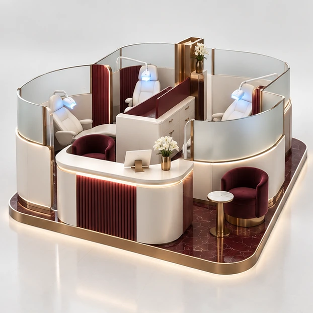 Airport Teeth Whitening Kiosk with Fast Consultation Desk main three-quarter product rendering